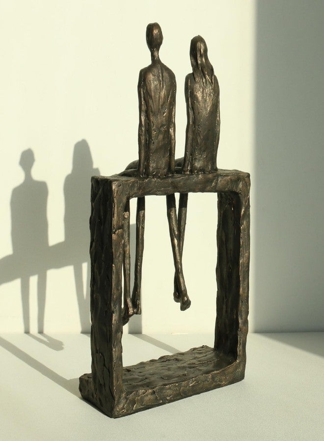 Lukitas Abstract Couple Statue Home Decor - Handcrafted Decorative Ornament for Living Room Office, Bronze Color, Resin - Image 4